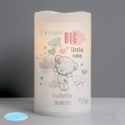 Personalised Memento LED Lights, Candles & Decorations Personalised Tiny Tatty Teddy Dream Big Pink Nightlight LED Candle
