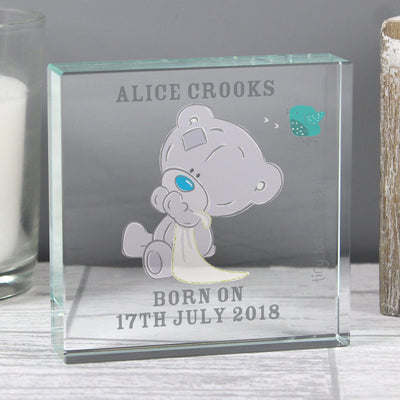 Personalised Memento Ornaments Personalised Tiny Tatty Teddy Large Christening Crystal Token