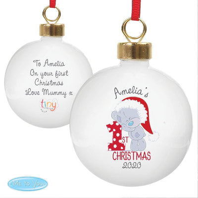 Personalised Memento Personalised Tiny Tatty Teddy 'My 1st Christmas' Bauble