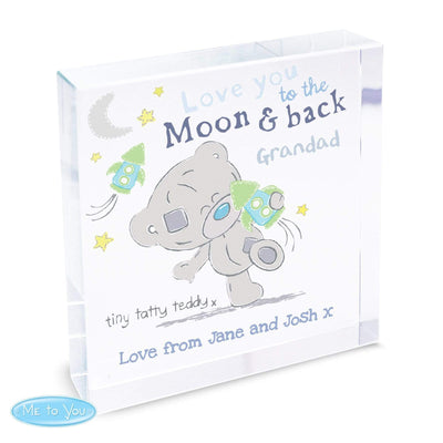 Personalised Memento Ornaments Personalised Tiny Tatty Teddy To the Moon & Back Large Crystal Token