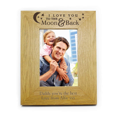 Personalised Memento Wooden Personalised 'To the Moon and Back' 4x6 Oak Finish Photo Frame