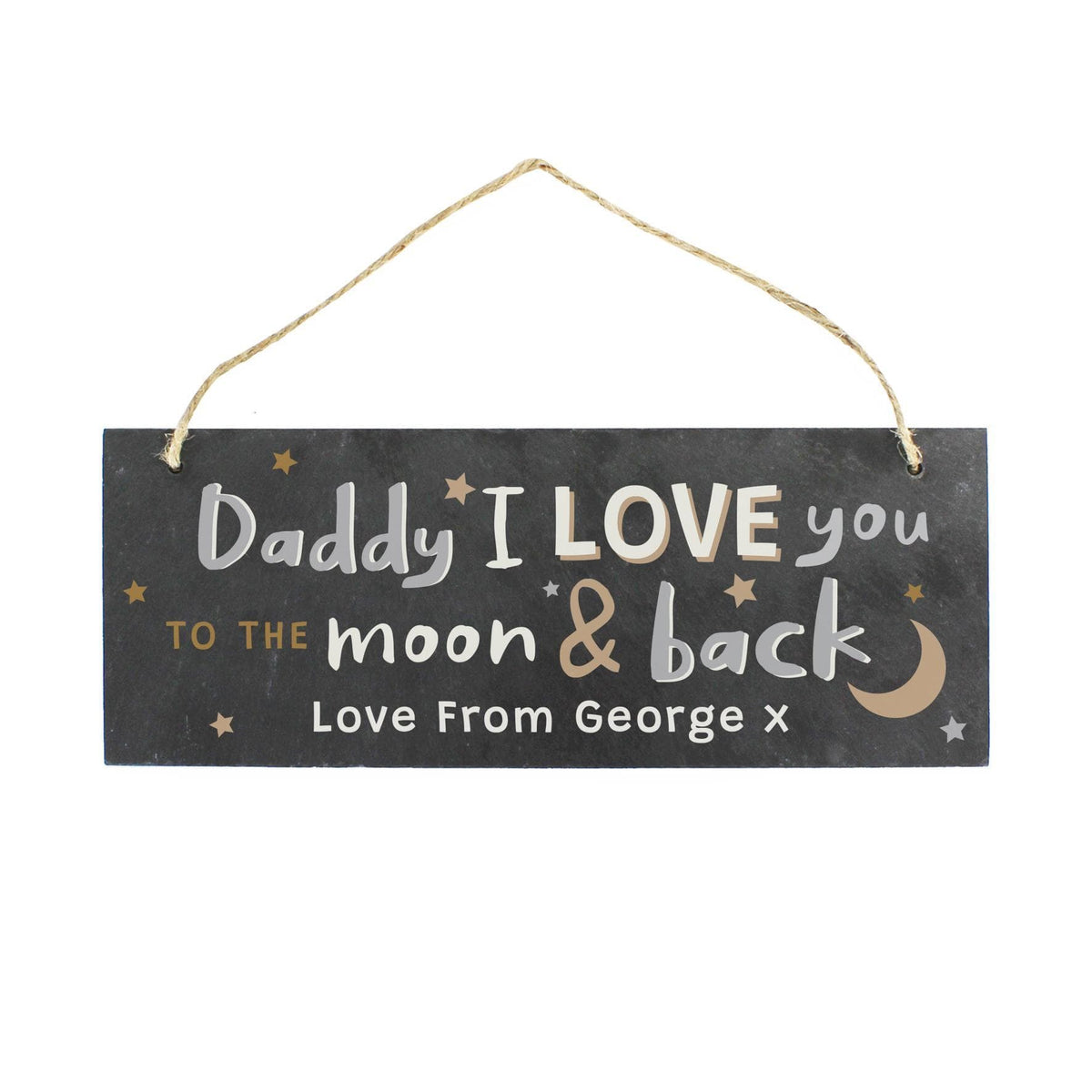 Personalised Memento Personalised To the Moon and Back Hanging Slate Plaque