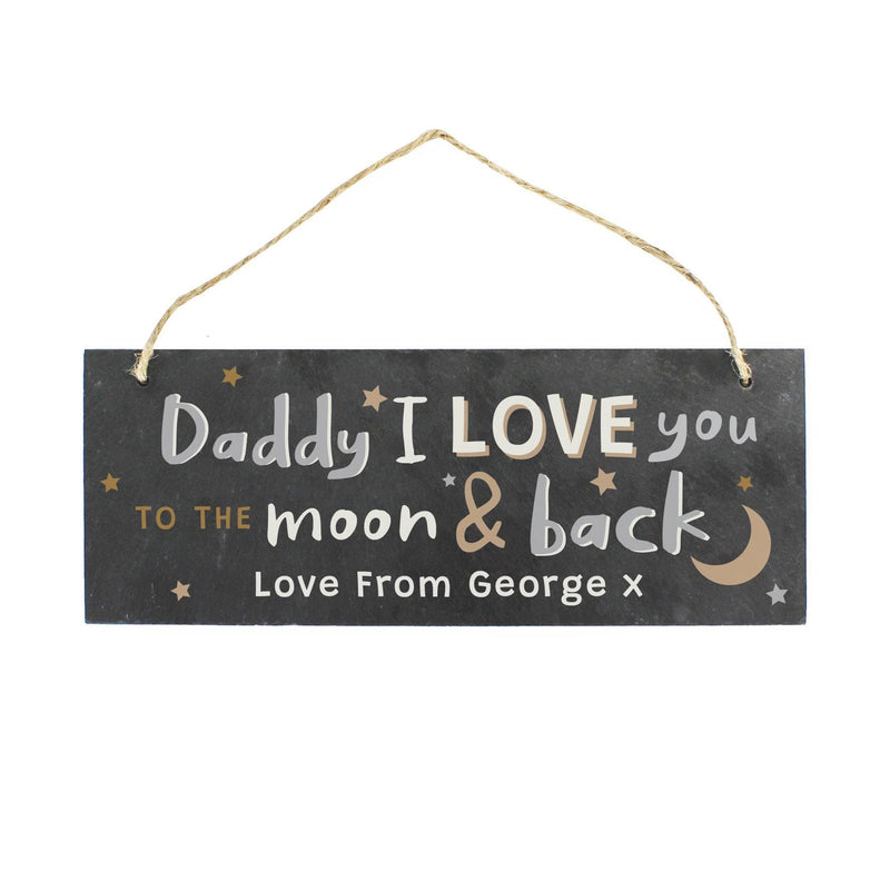 Personalised Memento Personalised To the Moon and Back Hanging Slate Plaque