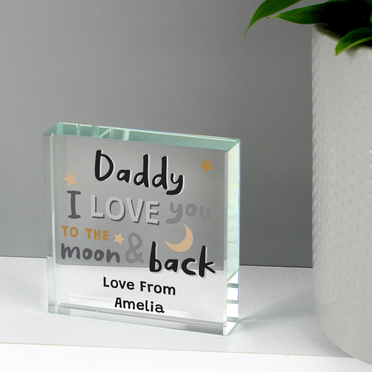 Personalised Memento Personalised To the Moon and Back Large Crystal Token