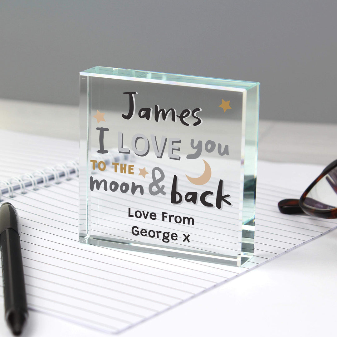 Personalised Memento Personalised To the Moon and Back Large Crystal Token
