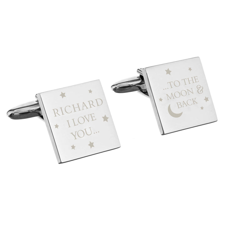 Personalised Memento Jewellery Personalised To the Moon and Back Square Cufflinks