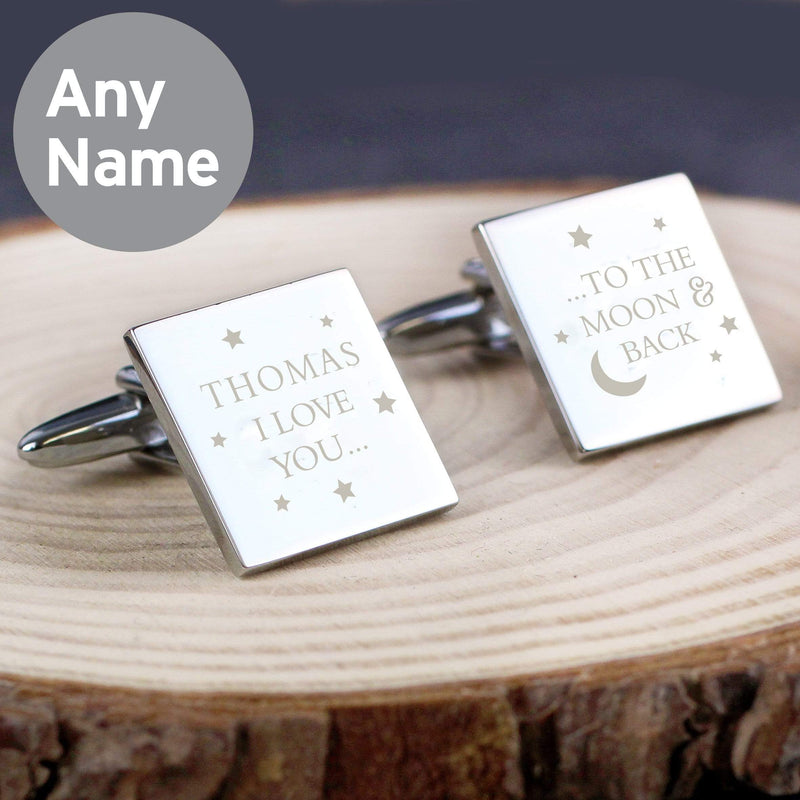Personalised Memento Jewellery Personalised To the Moon and Back Square Cufflinks