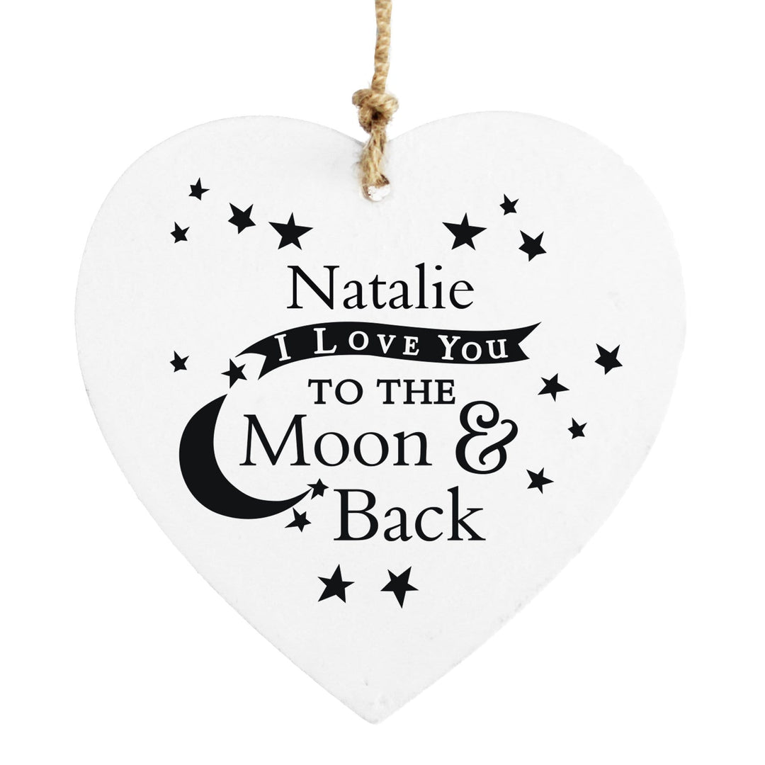 Personalised Memento Wooden Personalised To the Moon and Back... Wooden Heart Decoration