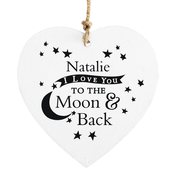 Personalised Memento Wooden Personalised To the Moon and Back... Wooden Heart Decoration