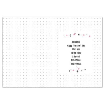 Personalised Memento Greetings Cards Personalised To The Moon & Back Pink Card