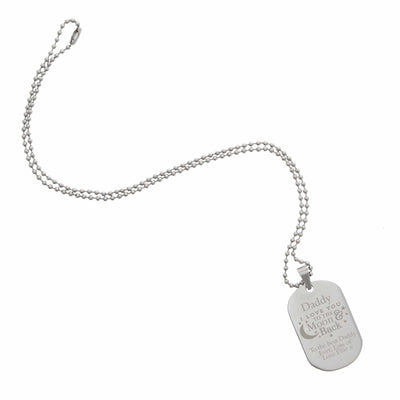 Personalised Memento Jewellery Personalised 'To The Moon & Back...' Stainless Steel Dog Tag Necklace