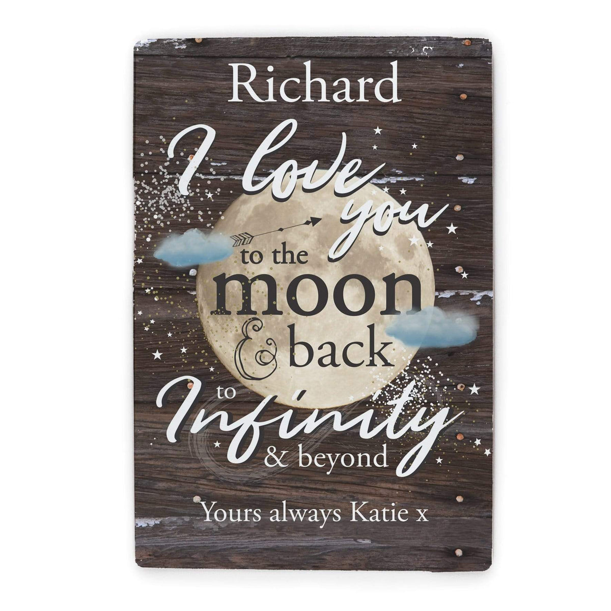 Personalised Memento Hanging Decorations & Signs Personalised To the Moon & Infinity... Sign