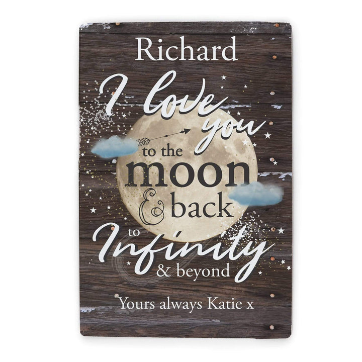 Personalised Memento Hanging Decorations &amp; Signs Personalised To the Moon &amp; Infinity... Sign