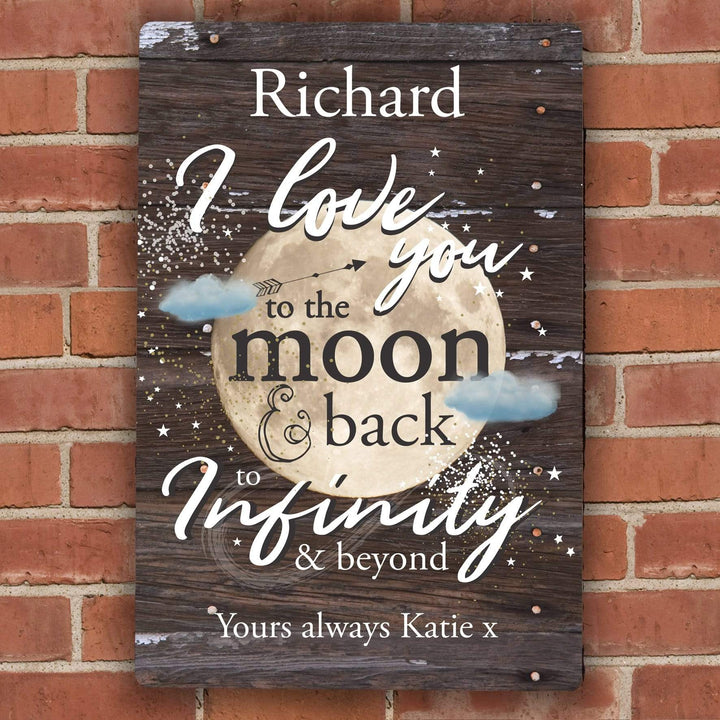 Personalised Memento Hanging Decorations &amp; Signs Personalised To the Moon &amp; Infinity... Sign