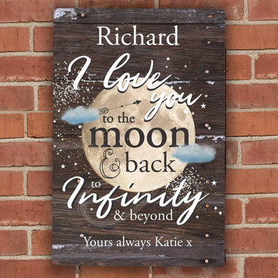 Personalised Memento Hanging Decorations & Signs Personalised To the Moon & Infinity... Sign