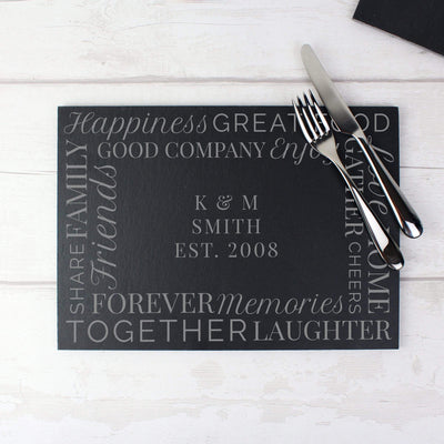 Personalised Memento Slate Personalised 'Together' Slate Placemat