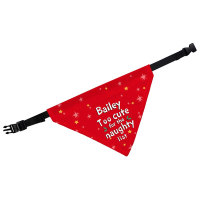 Personalised Memento Personalised 'Too cute for the naughty list' Dog Bandana