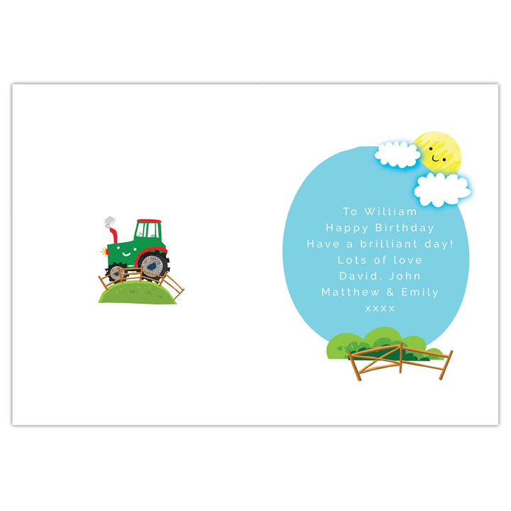 Personalised Memento Greetings Cards Personalised Tractor Birthday Card