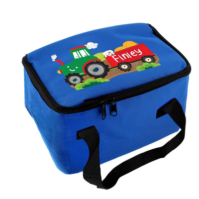 Personalised Memento Textiles Personalised Tractor Blue Lunch Bag