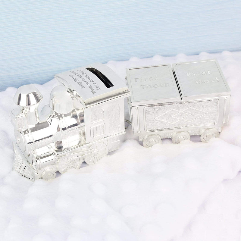 Personalised Memento Money Boxes Personalised Train Money Box with Tooth & Curl Trinket Box