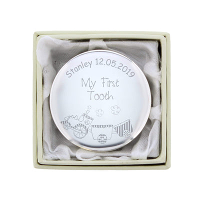 Personalised Memento Trinket, Jewellery & Keepsake Boxes Personalised Train My First Tooth Trinket Box