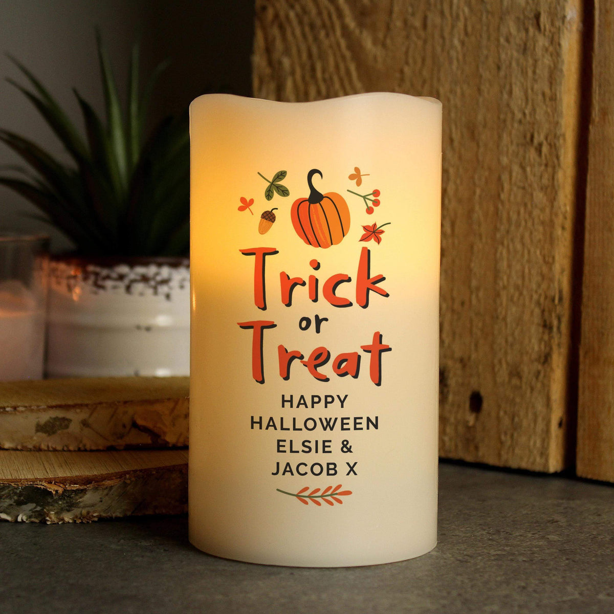 Personalised Memento Personalised Trick or Treat Halloween LED Candle