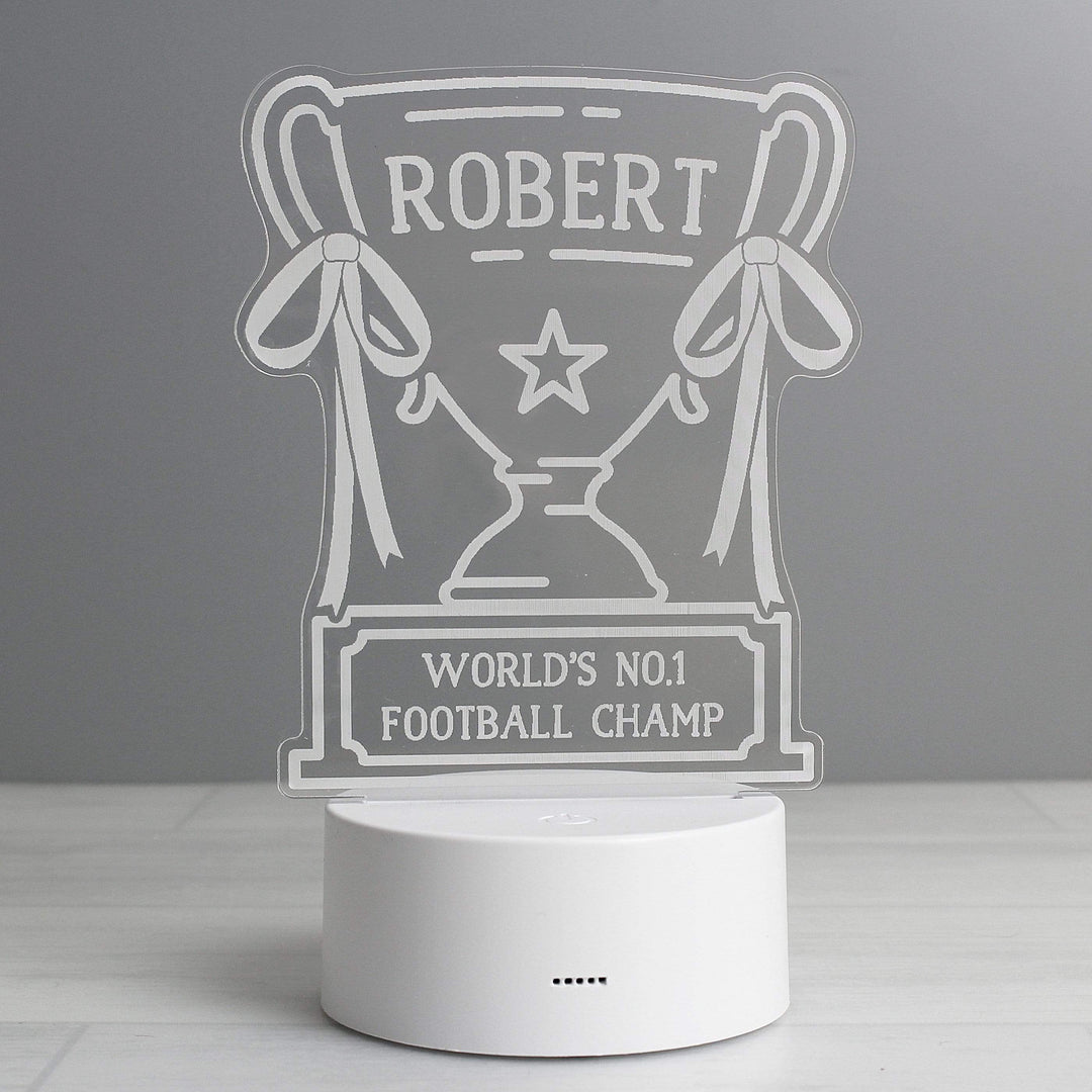 Personalised Memento LED Lights, Candles &amp; Decorations Personalised Trophy LED Colour Changing Night Light