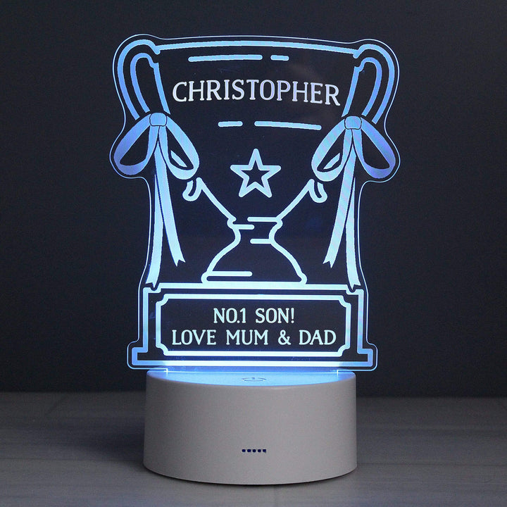 Personalised Memento LED Lights, Candles &amp; Decorations Personalised Trophy LED Colour Changing Night Light