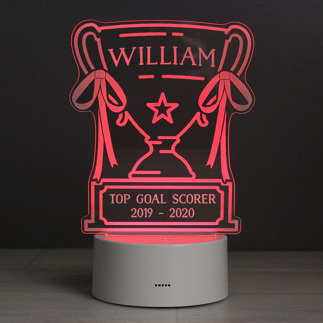 Personalised Memento LED Lights, Candles &amp; Decorations Personalised Trophy LED Colour Changing Night Light
