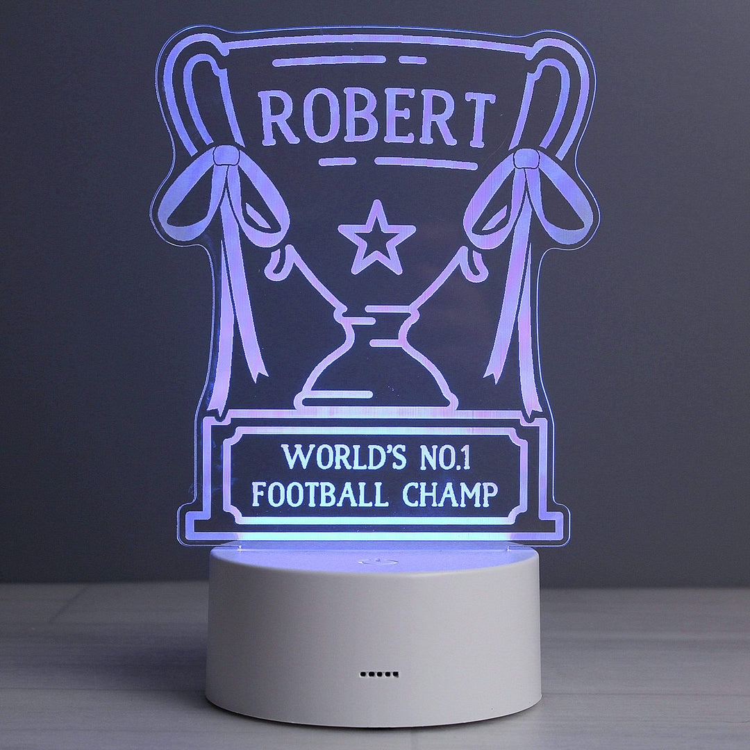 Personalised Memento LED Lights, Candles &amp; Decorations Personalised Trophy LED Colour Changing Night Light
