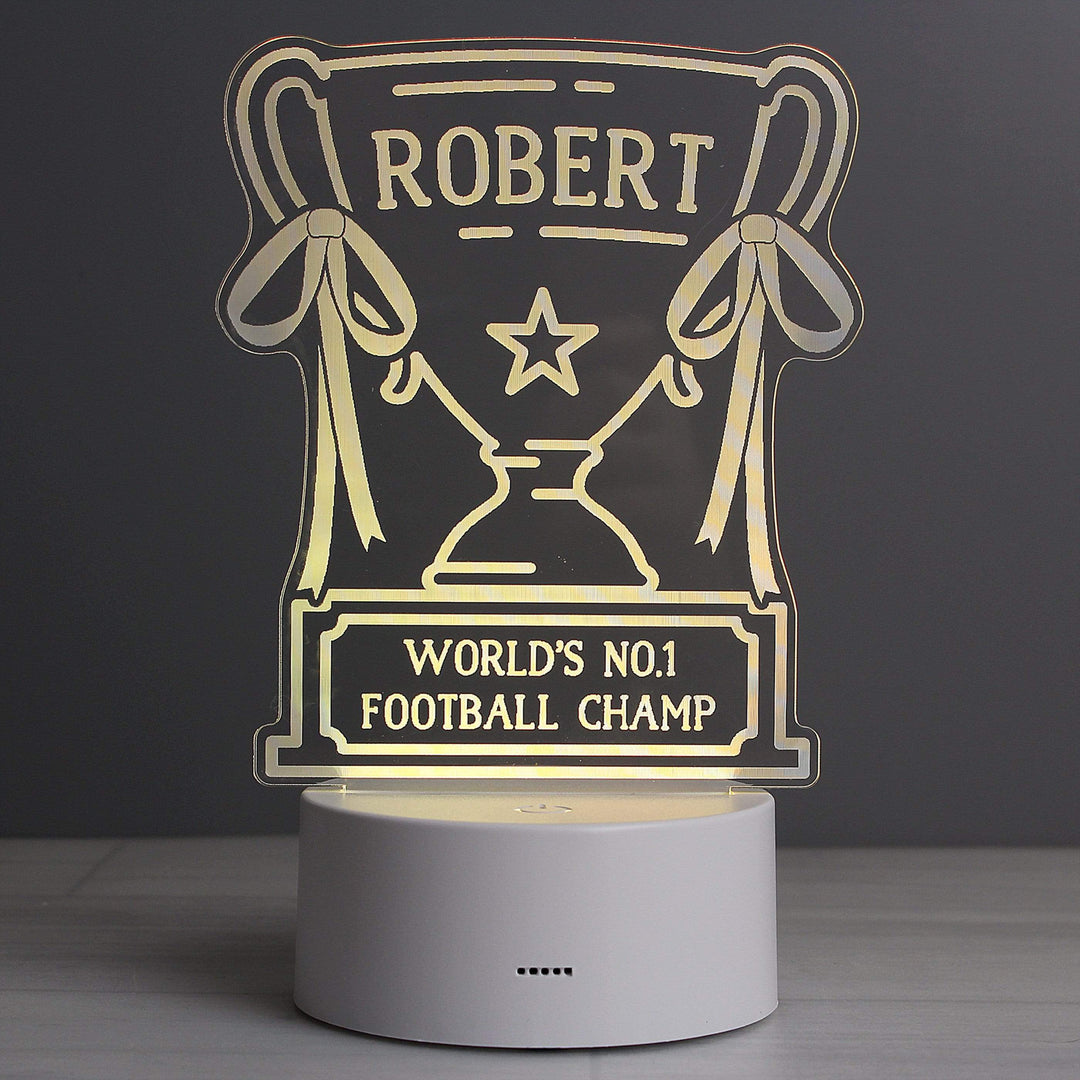 Personalised Memento LED Lights, Candles &amp; Decorations Personalised Trophy LED Colour Changing Night Light