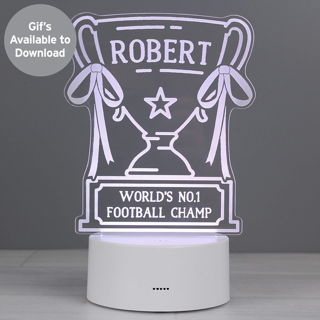 Personalised Memento LED Lights, Candles &amp; Decorations Personalised Trophy LED Colour Changing Night Light