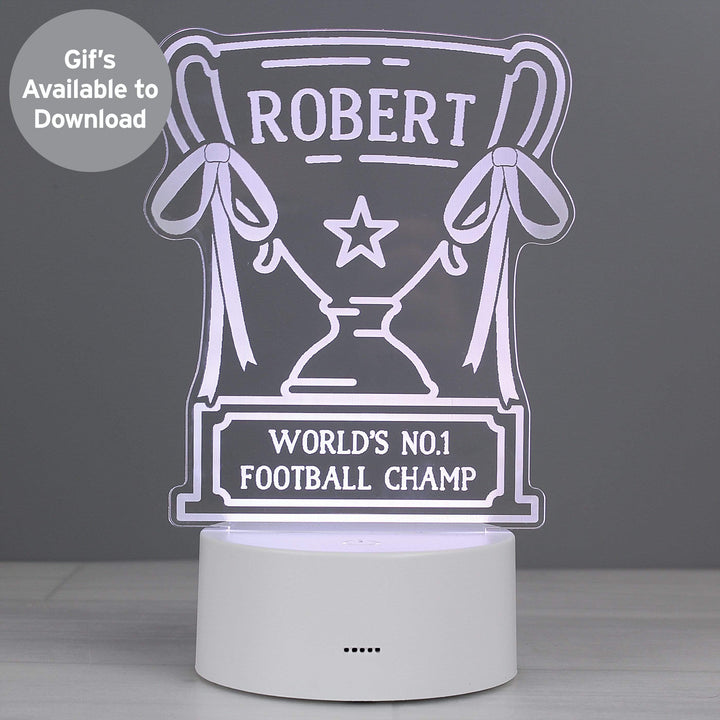 Personalised Memento LED Lights, Candles &amp; Decorations Personalised Trophy LED Colour Changing Night Light