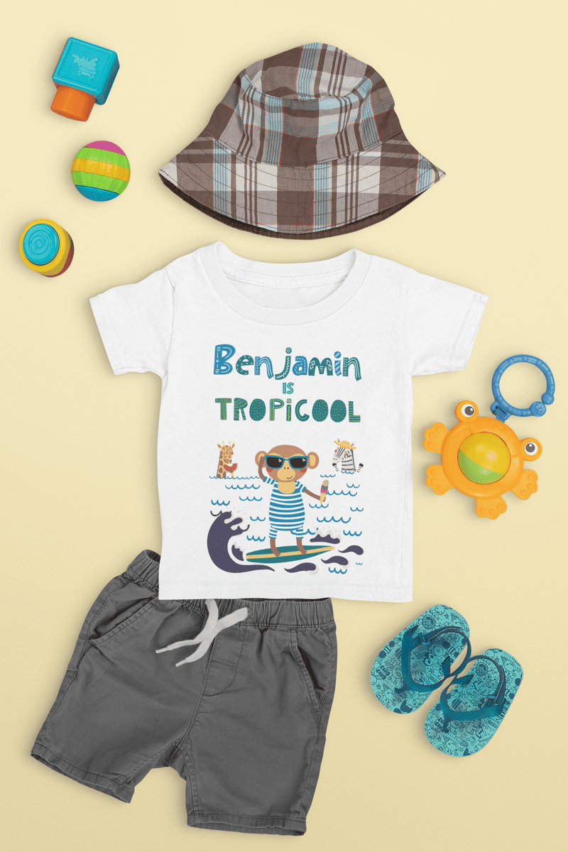 The Little Personal Shop Babygrows Personalised Tropicool Boy Design