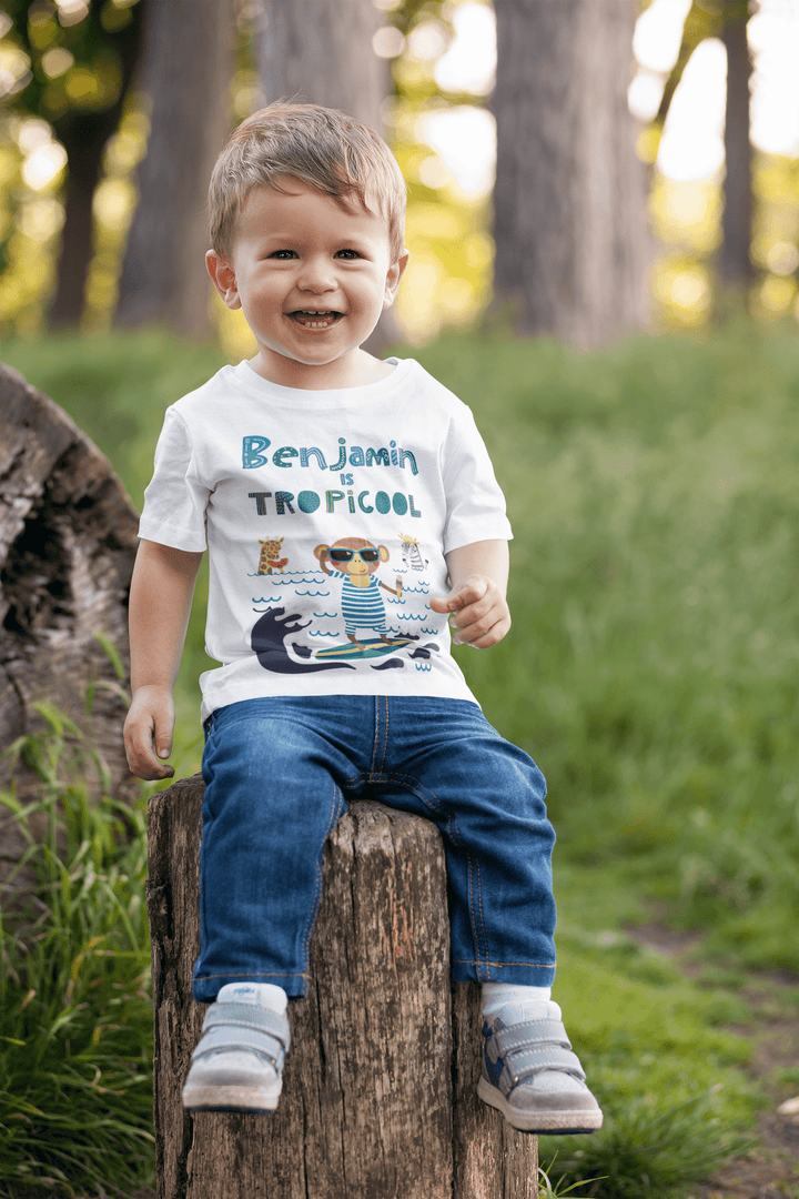 The Little Personal Shop Babygrows Personalised Tropicool Boy Design