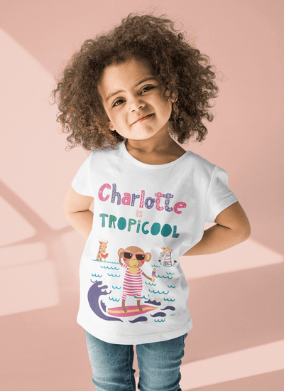 The Little Personal Shop Babygrows Personalised Tropicool Girl Design