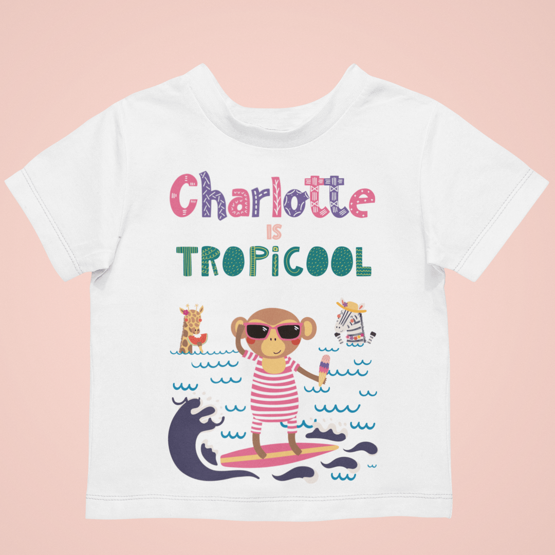 The Little Personal Shop Babygrows Personalised Tropicool Girl Design