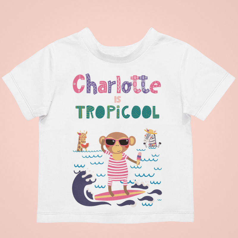 The Little Personal Shop Babygrows Personalised Tropicool Girl Design