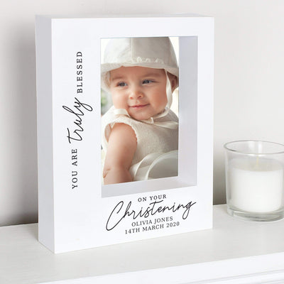 Personalised Memento Photo Frames, Albums and Guestbooks Personalised 'Truly Blessed' Christening 5x7 Box Photo Frame