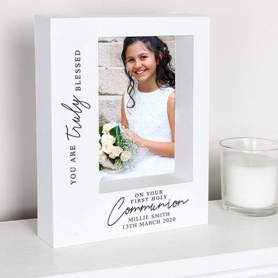 Personalised Memento Photo Frames, Albums and Guestbooks Personalised 'Truly Blessed' First Holy Communion 5x7 Box Photo Frame