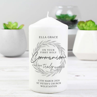 Personalised Memento Candles & Reed Diffusers Personalised 'Truly Blessed' First Holy Communion Pillar Candle