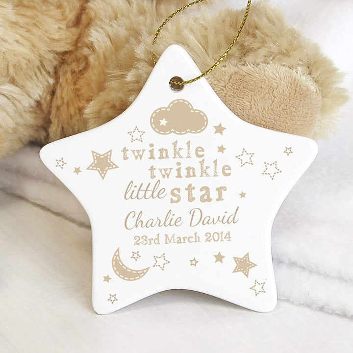Personalised Memento Hanging Decorations &amp; Signs Personalised Twinkle Twinkle Ceramic Star Decoration