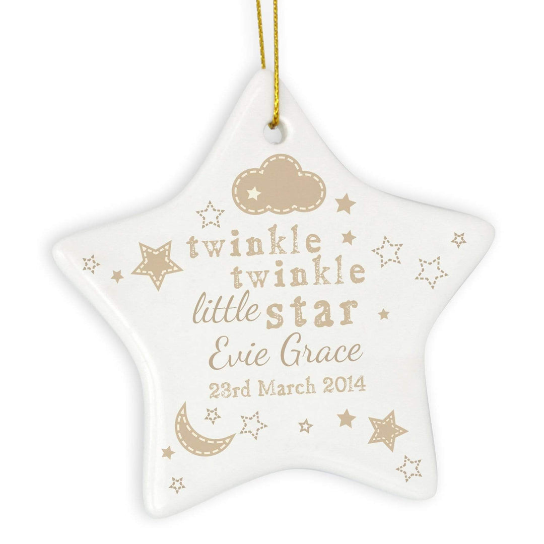 Personalised Memento Hanging Decorations &amp; Signs Personalised Twinkle Twinkle Ceramic Star Decoration