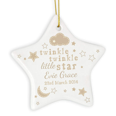 Personalised Memento Hanging Decorations & Signs Personalised Twinkle Twinkle Ceramic Star Decoration