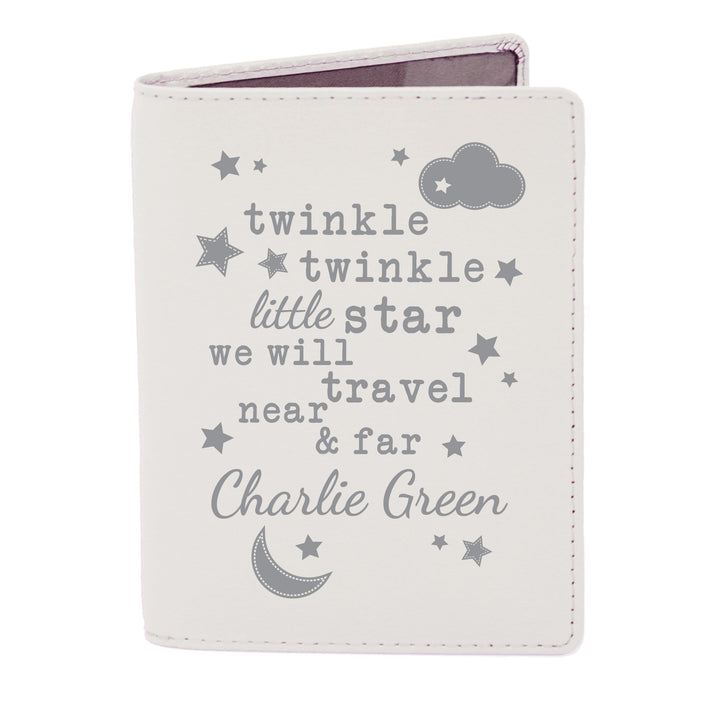 Personalised Memento Leather Personalised Twinkle Twinkle Cream Passport Holder