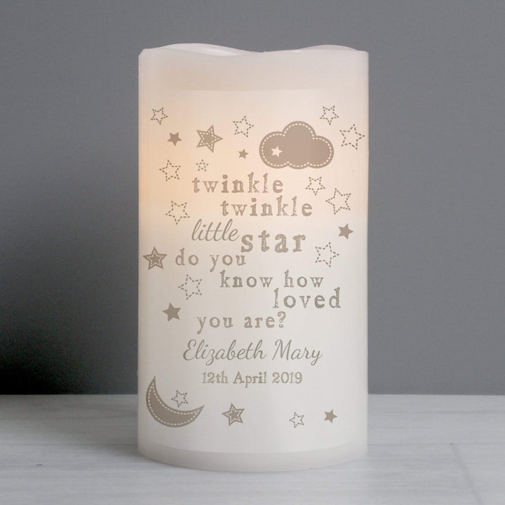 Personalised Memento LED Lights, Candles &amp; Decorations Personalised Twinkle Twinkle Nightlight LED Candle