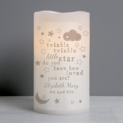 Personalised Memento LED Lights, Candles & Decorations Personalised Twinkle Twinkle Nightlight LED Candle