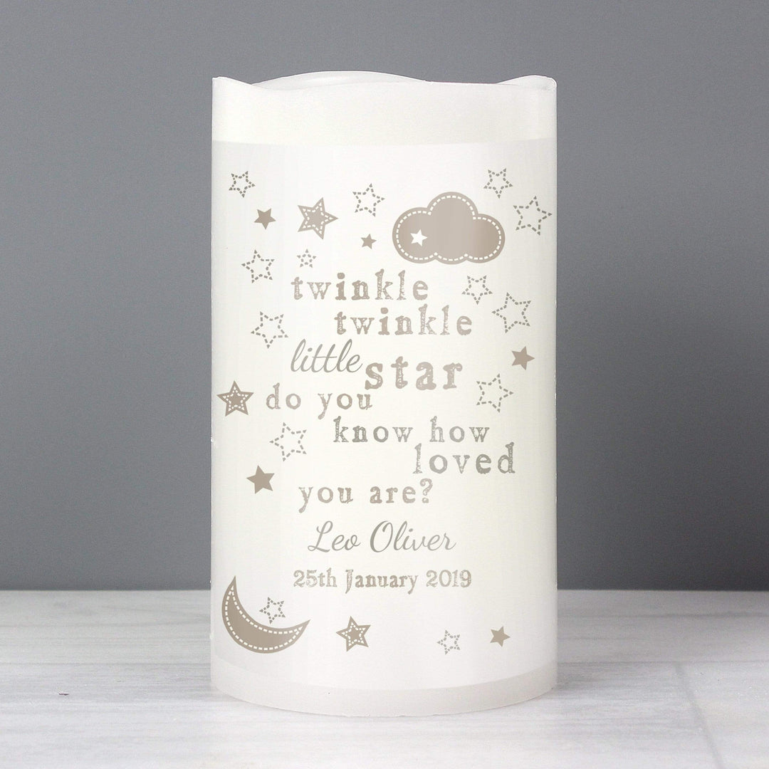 Personalised Memento LED Lights, Candles &amp; Decorations Personalised Twinkle Twinkle Nightlight LED Candle