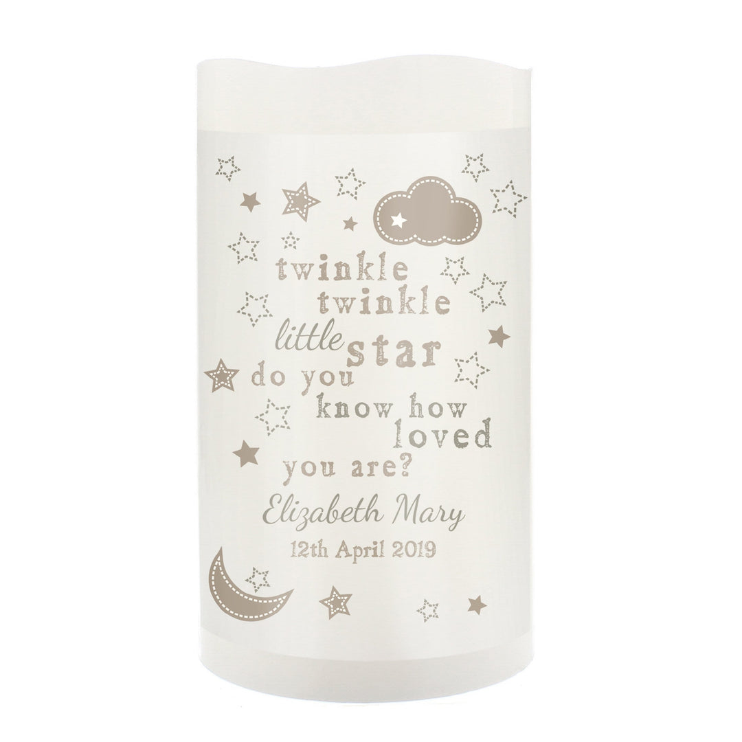 Personalised Memento LED Lights, Candles &amp; Decorations Personalised Twinkle Twinkle Nightlight LED Candle