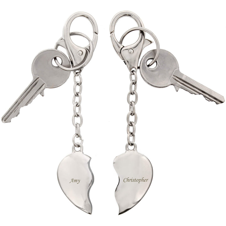 Personalised Memento Keepsakes Personalised Two Hearts Keyring